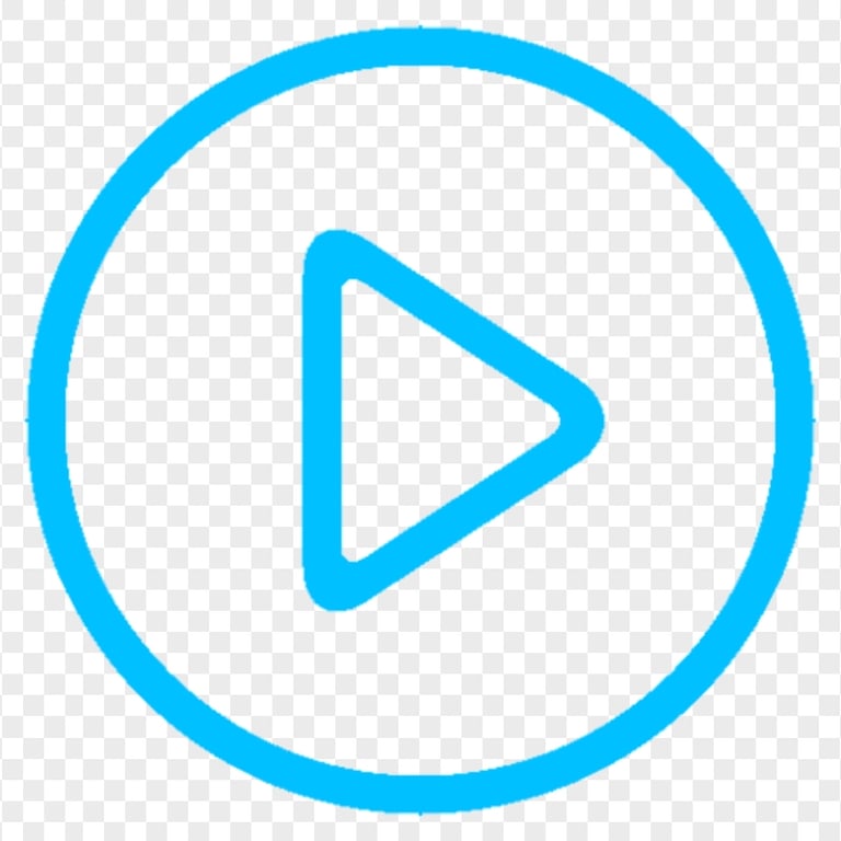 Round Play Video Player Blue Icon FREE PNG