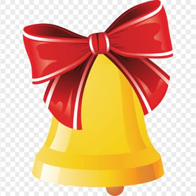 HD Christmas Gold Yellow Bell With Red Ribbon Bow PNG
