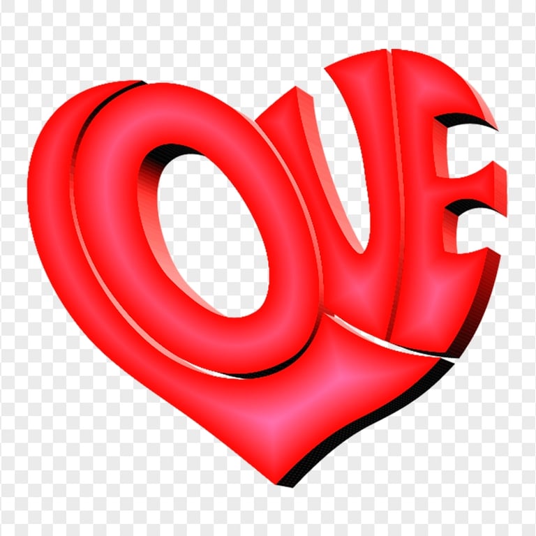 Red 3D Love Word Art PNG Image
