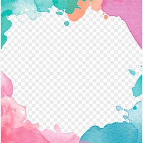 Multicolored Watercolor Square Frame PNG Image