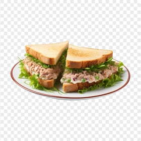 Tuna Salad Sandwich Cut in Half on White Dish HD PNG