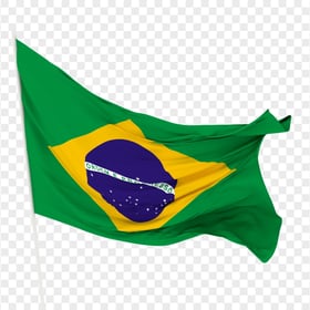 Download Waving Brazil Flag On Pole PNG