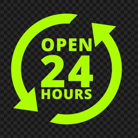 Open 24 Hours Green Lime Logo Icon Sign PNG
