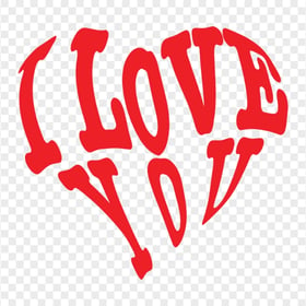HD I Love You Red Word Art Transparent Background