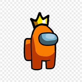 HD Orange Among Us Crewmate Character With Crown Hat On Top PNG