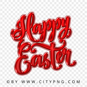 HD Red Happy Easter Greeting Transparent Background