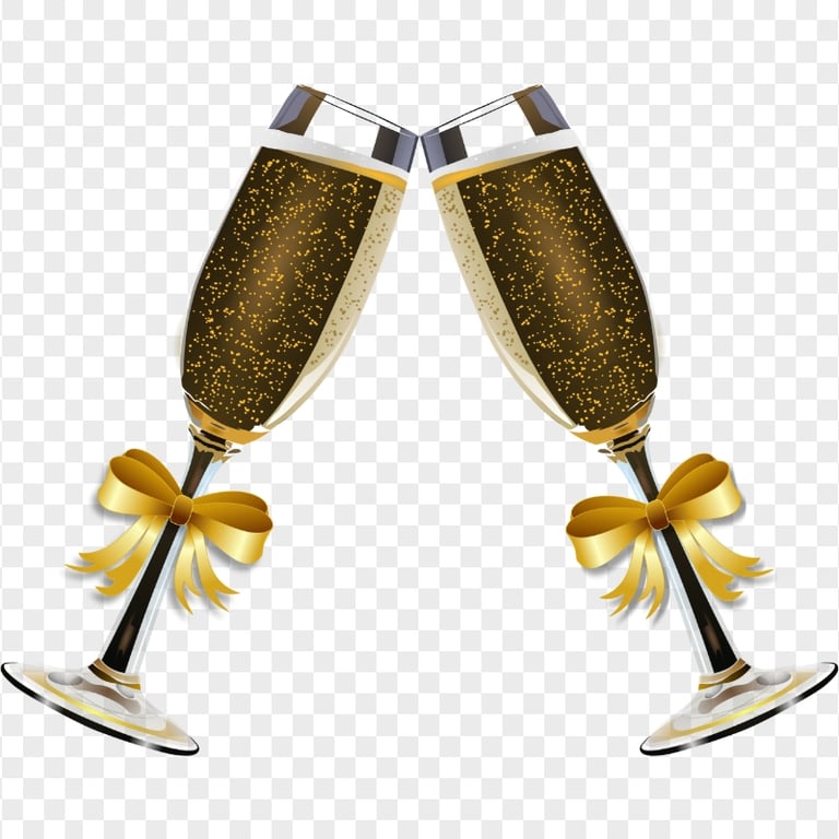 Two Gold Champagne Wine Glasses Illustration Citypng