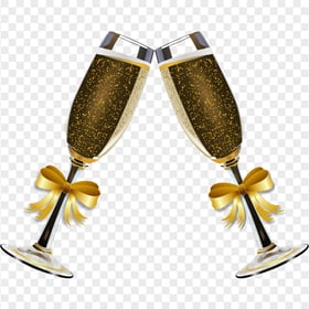 Two Gold Champagne Wine Glasses Illustration