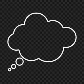 HD White Outline Thinking Speech Cloud PNG