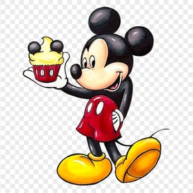 Drawing Mickey Mouse Holding Cupcake PNG