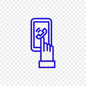 HD Blue Outline Mobile With Hand Icon Transparent PNG