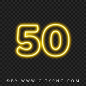 50 Yellow Text Number Neon Light PNG IMG