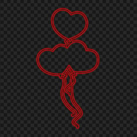 HD Red Neon Hearts Balloons Love Valentine Day PNG