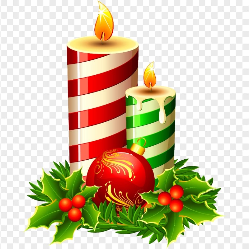 Red & Green Christmas Candles Illustration HD PNG Citypng