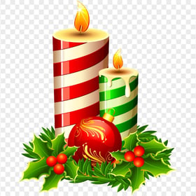 Red & Green Christmas Candles Illustration HD PNG
