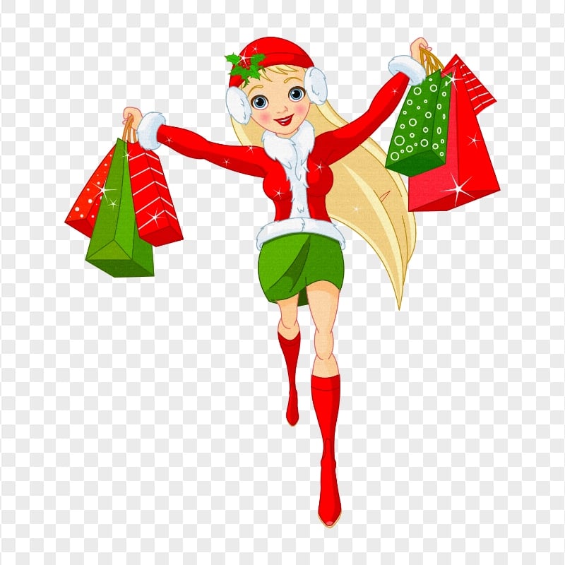 Cartoon Beautiful Girl Christmas Clothes HD PNG