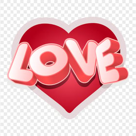 Love Word With Heart Valentine Illustration PNG