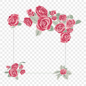 Vector Floral Pink Flowers Roses Frame PNG Image