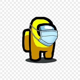 HD Yellow Among Us Character With Surgical Mask PNG