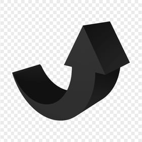 HD Black 3D Curved Arrow Pointing Up PNG