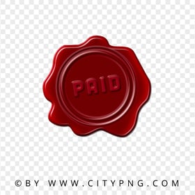 Paid Word Red Seal Wax Stamp PNG Image