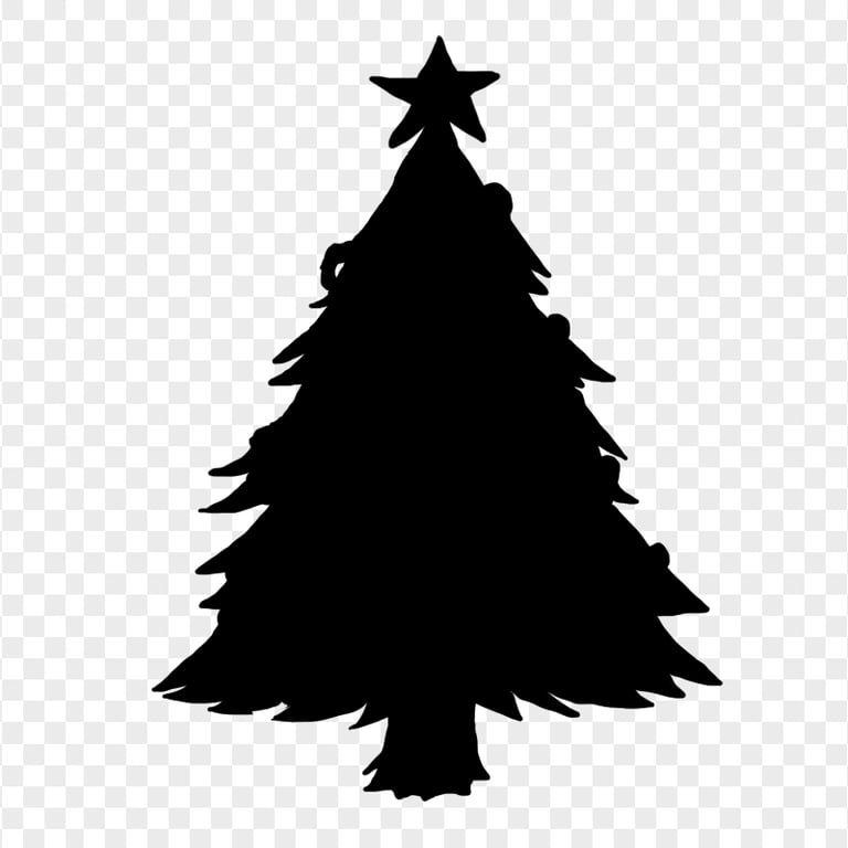 HD Black Christmas Tree Clipart Silhouette PNG