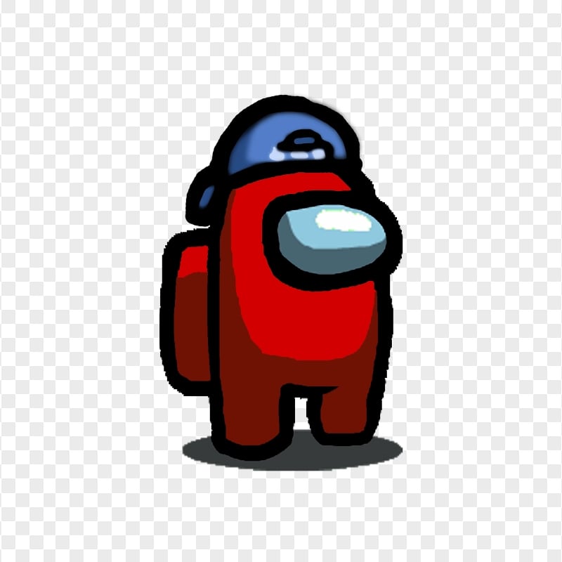 HD Red Among Us Character With Backwards Baseball Cap PNG