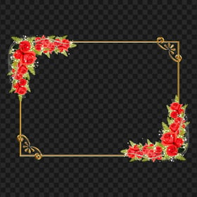 Rectangle Roses Floral Frame PNG Image