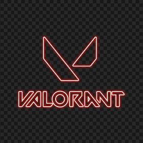 HD Valorant Light Red Neon Logo With Symbol PNG