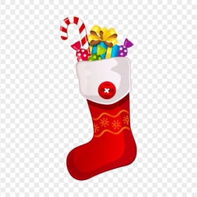 Vector Cartoon Christmas Socks Full Of Gifts And Candies