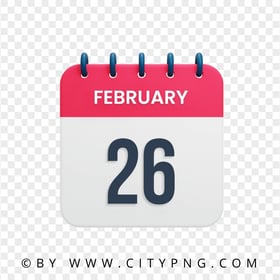 26th February Date Vector Calendar Icon HD Transparent PNG