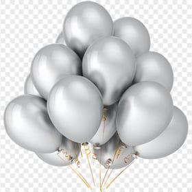HD White Silver Balloons Image PNG