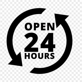 Transparent HD Open 24 Hours Black Logo Icon Sign
