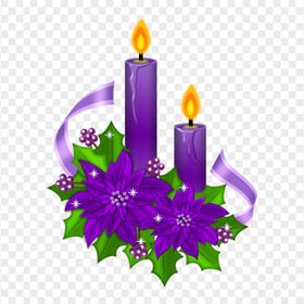 Purple Christmas Candles With Flowers FREE PNG