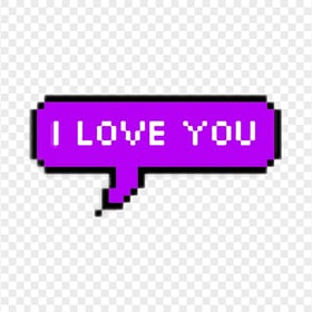 HD I Love You Purple Bubble Text Message PNG