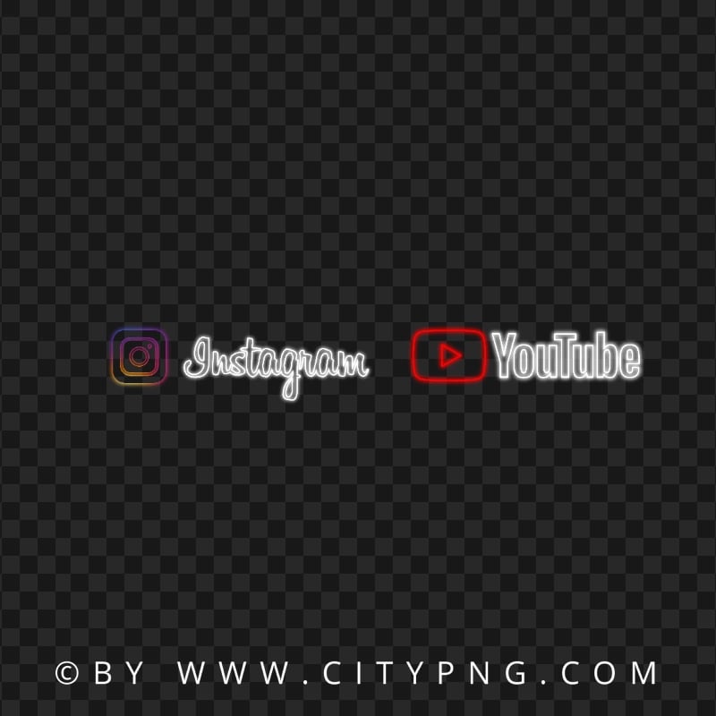 HD Horizontal Youtube Instagram Neon Logos Signature PNG