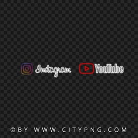 HD Horizontal Youtube Instagram Neon Logos Signature PNG
