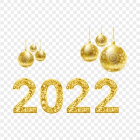 Gold 2022 Illustration Text & Christmas Ornament PNG
