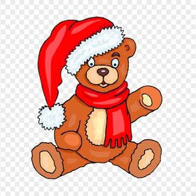 Bear Cartoon Toy Wearing Santa Hat PNG Image