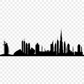 Dubai Skyline Burj Khalifa City Black Silhouette