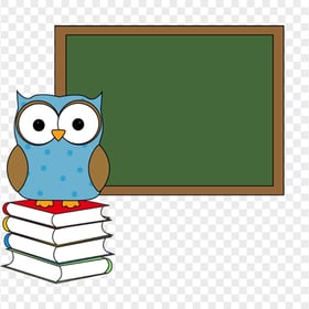 Cartoon Owl School Chalkboard PNG