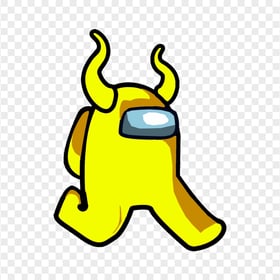HD Yellow Among Us Walking Character With Devil Horns PNG