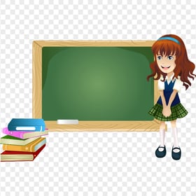 HD Cartoon Cute Girl Chalkboard Classroom PNG