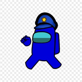 HD Dark Blue Among Us Character With Police Hat PNG