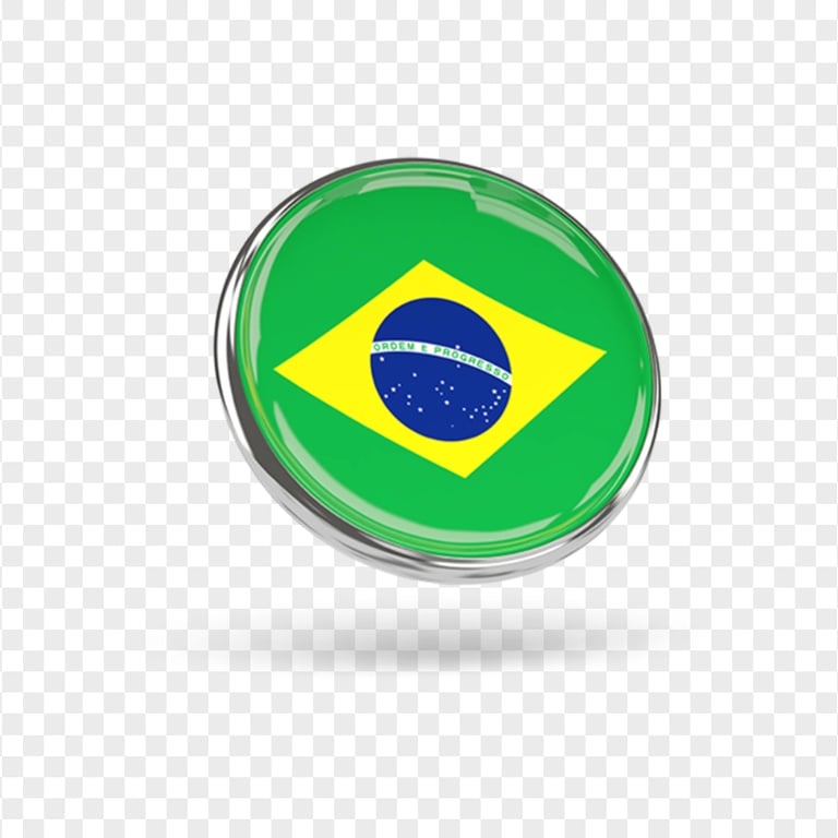 3D Round Brazil Flag Icon
