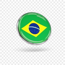 3D Round Brazil Flag Icon