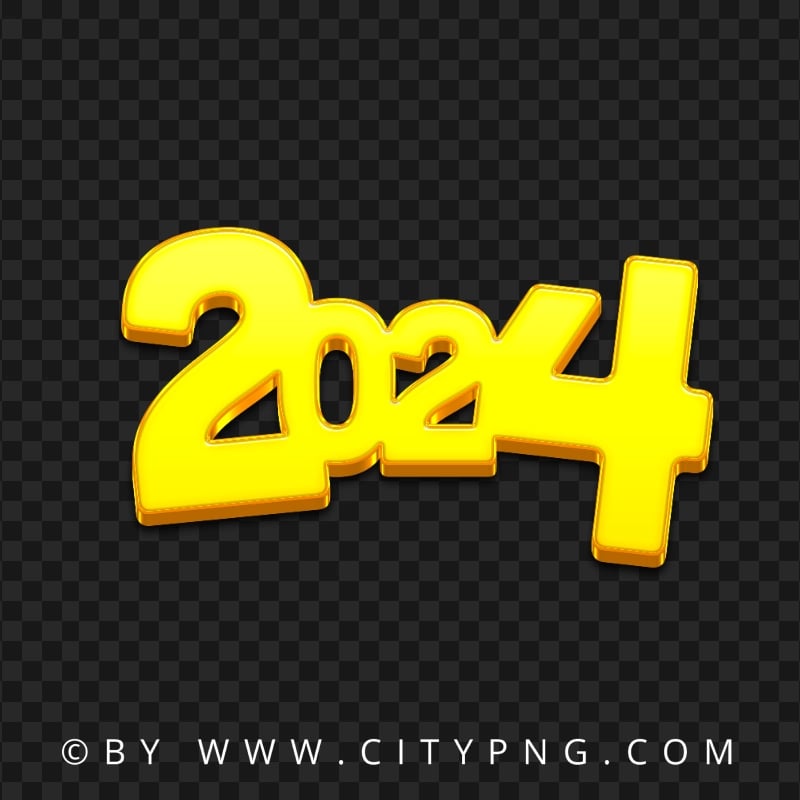 Yellow 2024 Text Numbers FREE PNG