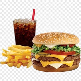Junk Food Cheeseburger Sandwich French Fries FREE PNG