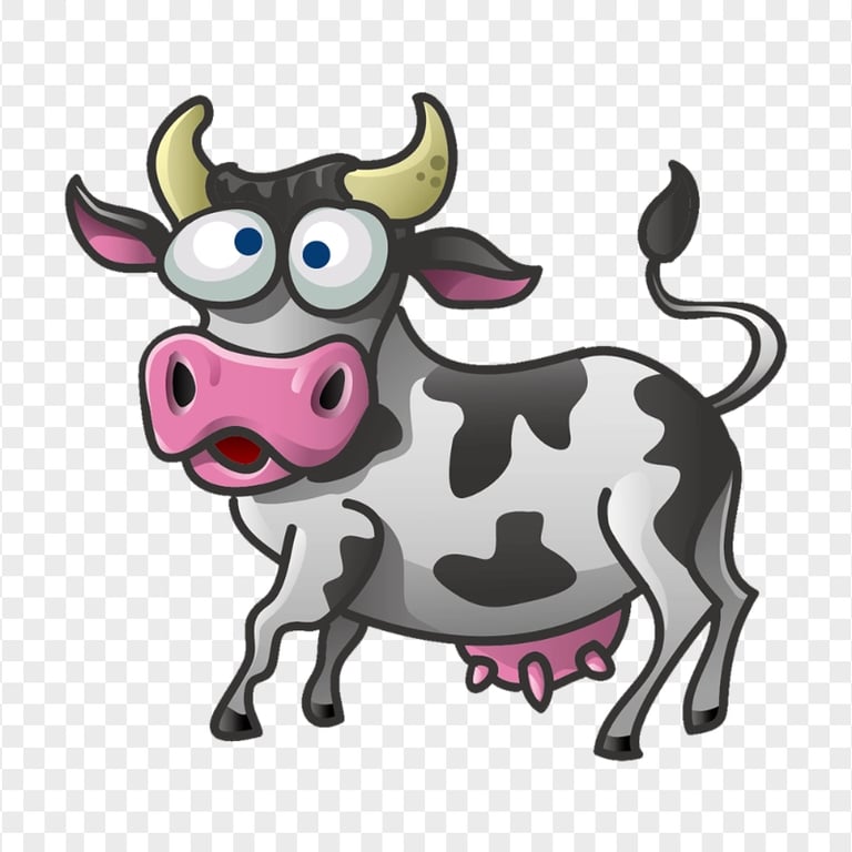HD Confused Cartoon Cow Character PNG