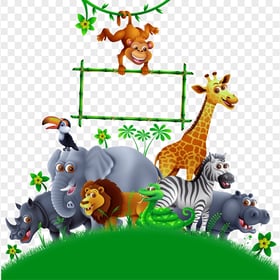 Jungle Wild Animals Cartoon Illustration